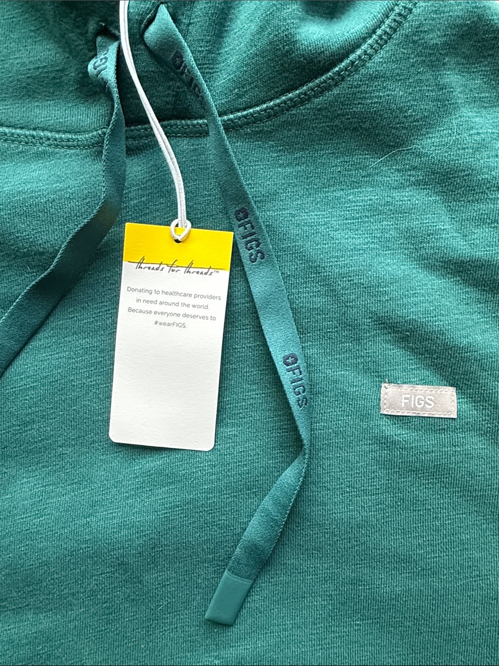 NWT Figs Off Shift Hooded Sweatshirt Caribbean Blue size M - Picture 2 of 9